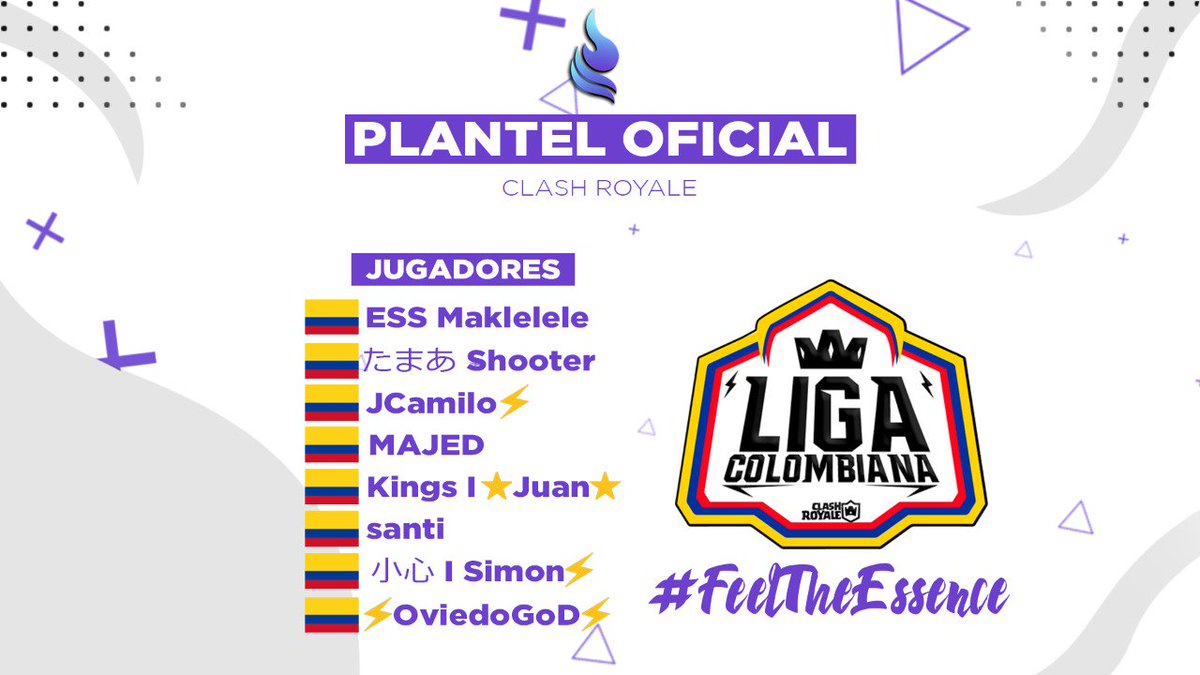 #ClashRoyale | Liga Colombiana 👑

Hacemos la presentación de nuestra plantilla que estará compitiendo en la #LigaColCR. 

 ¡Colombia es nuestra casa y vamos en con todo por el título!

#FeelTheEssence