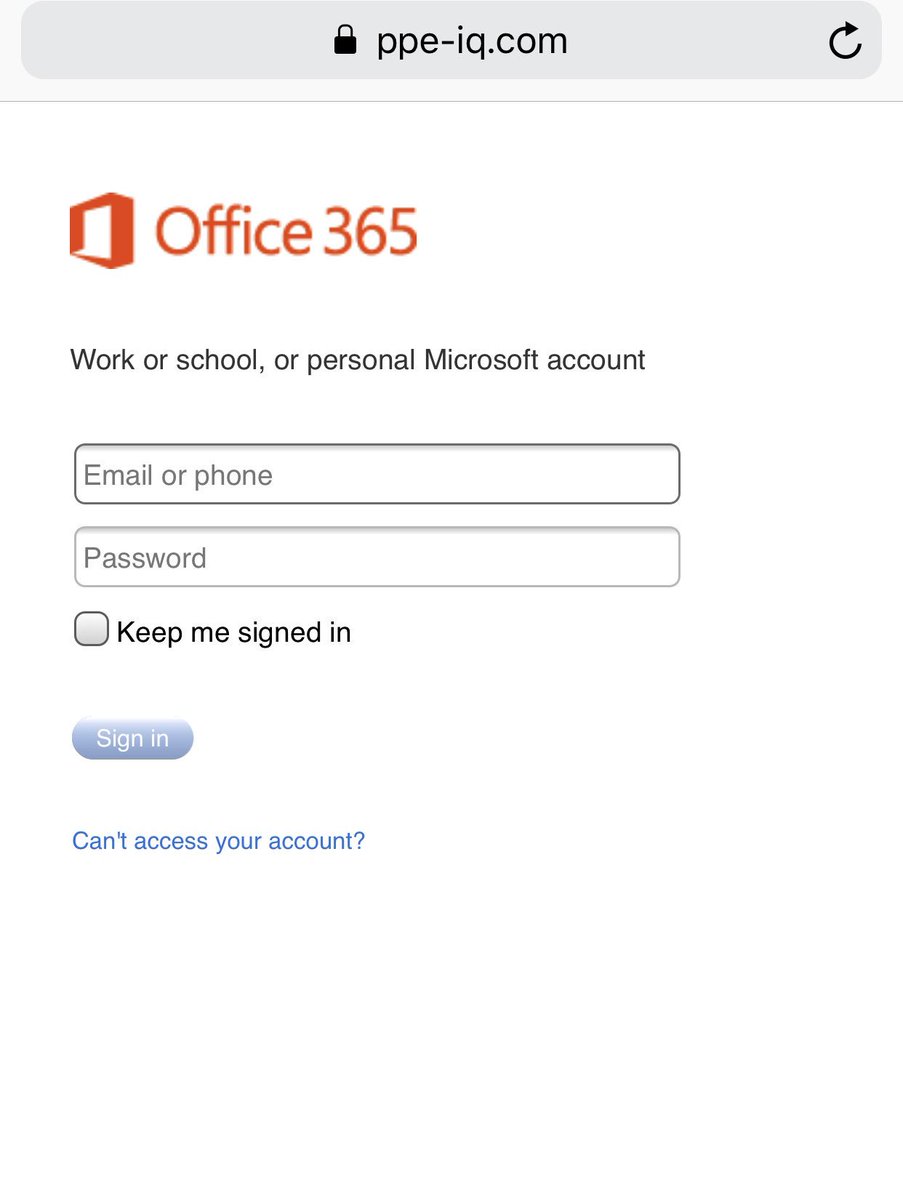 Office 365 Credential Harvesting from a malicious OneDrive link @ hxxps://ppe-iq[.]com/Office/#
