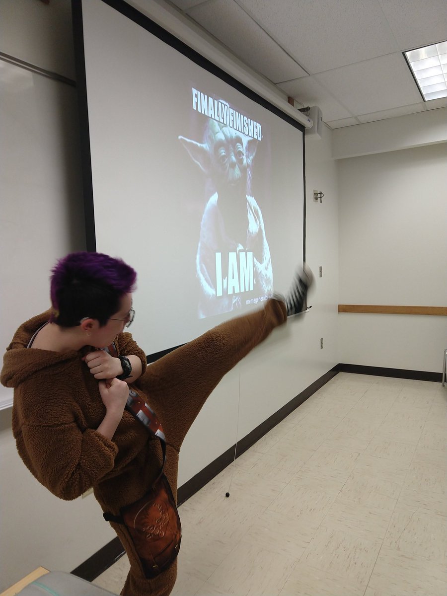 MorrisonAlexb's tweet photo. Just when I think my students can't get anymore delightful, enter Sam giving their presentation in a Chewbacca onesie to brighten everyone's evening. https://t.co/8J7Mw2MQL1