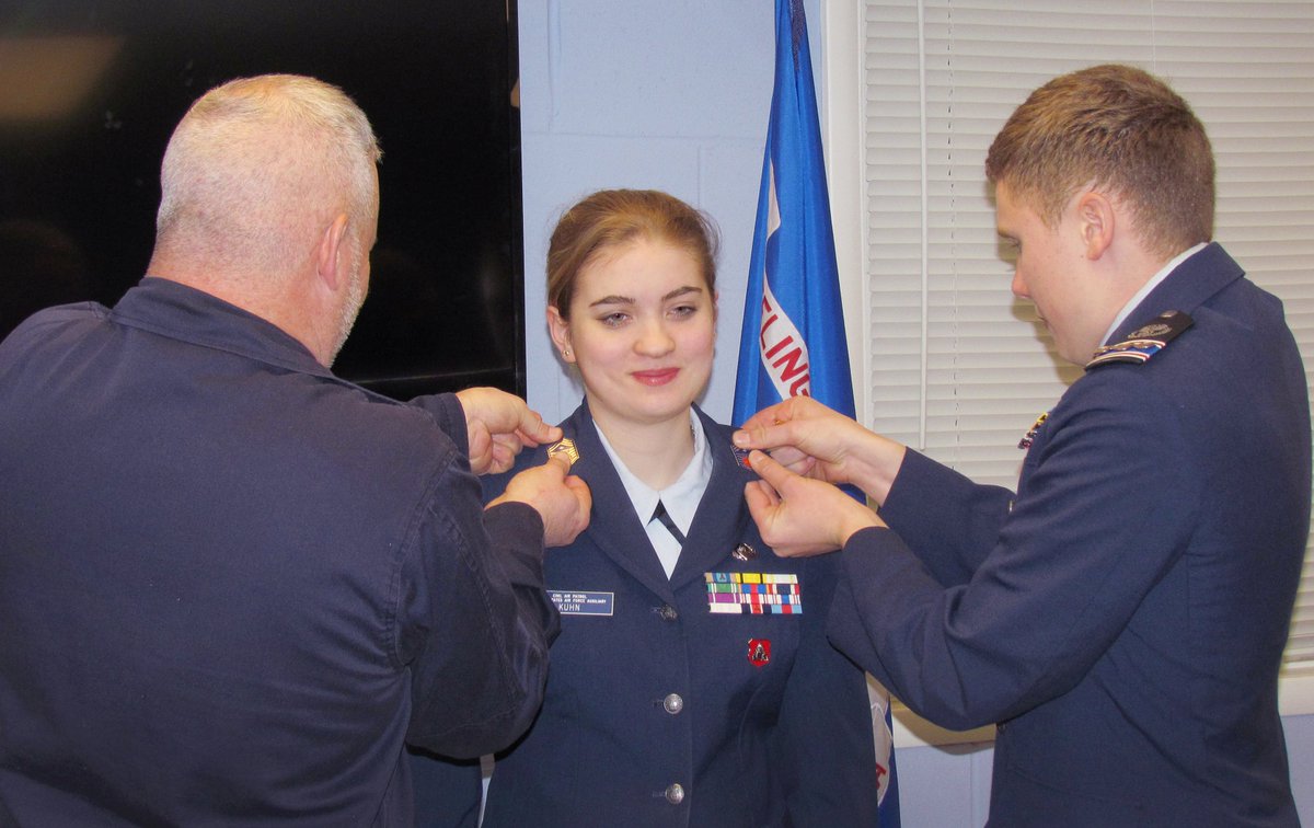 WheelingCAP's tweet image. The Wheeling Composite Squadron held a promotion ceremony for two cadets on Wednesday.  Cadet Emily N Kuhn earned the rank of C/CMSgt, and Cadet Mathew J Chambers earned the rank of C/SMSgt.  Congratulations to both!