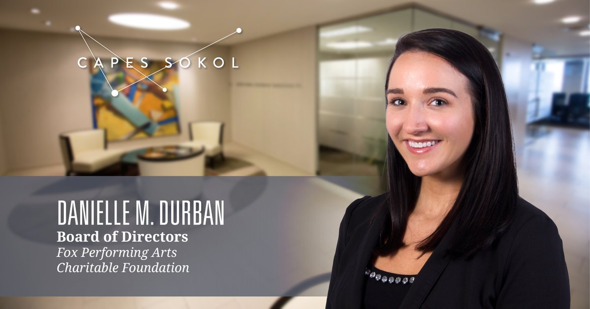 CapesSokol's tweet photo. Capes Sokol is pleased to announce that Danielle M. Durban, Capes Sokol Associate, has been elected to the Board of Directors of the Fox Performing Arts Charitable Foundation. @FoxPACF #FoxPACF #FabulousFox  https://t.co/tpy7zKmHTD https://t.co/6wjUuGqIdh