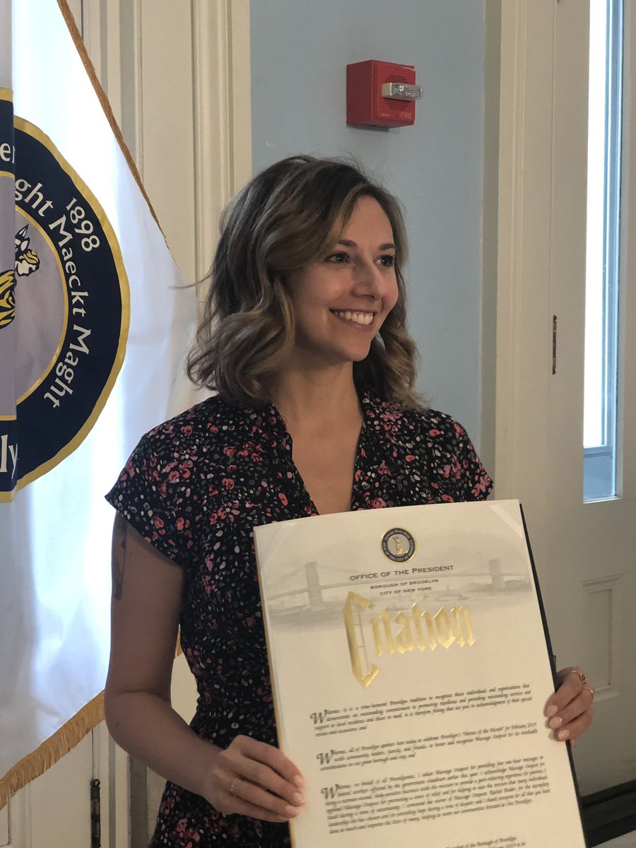 Our remarkable graduate <a href="/RachelBeider/">Rachel Beider</a> was presented "Hero of the Month" award from Brooklyn Borough President Eric Adams for opening up her 3 clinical massage studios to offer free massages for furloughed employees during the gov’t shutdown.  This girl ROCKS!  We ❤️ you Rachel!!