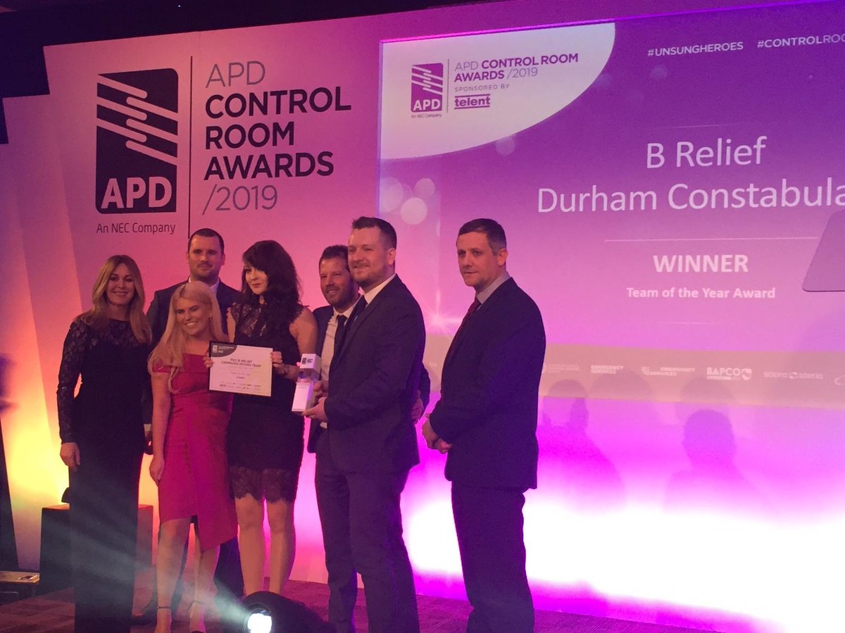 Durham control room best team of the year out of 400 nominations across the 3 emergency services! Very proud ☺️☺️☺️ #overwhelmed #ControlRoomAwards