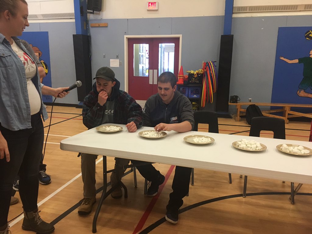 ria_crusaders's tweet photo. We did the chubby bunny today at RIA for our education week lunch time activity! Peter Martin wins again for the grade 12’s!! https://t.co/1KiYtpXJAt