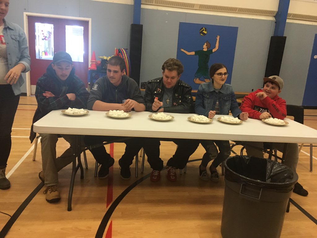 ria_crusaders's tweet photo. We did the chubby bunny today at RIA for our education week lunch time activity! Peter Martin wins again for the grade 12’s!! https://t.co/1KiYtpXJAt
