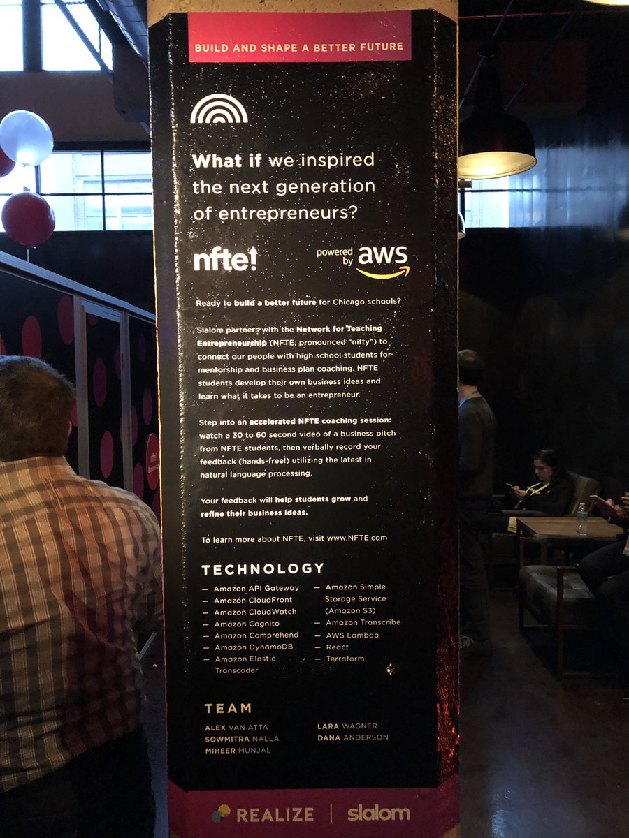 SlalomChicago's tweet photo. Together with our partners @nftechicago and @amazonwebservices, we built an opportunity for #REALIZE2019 guests to hear business pitches from NFTE students and record meaningful feedback. https://t.co/Nxdy43Xjaf