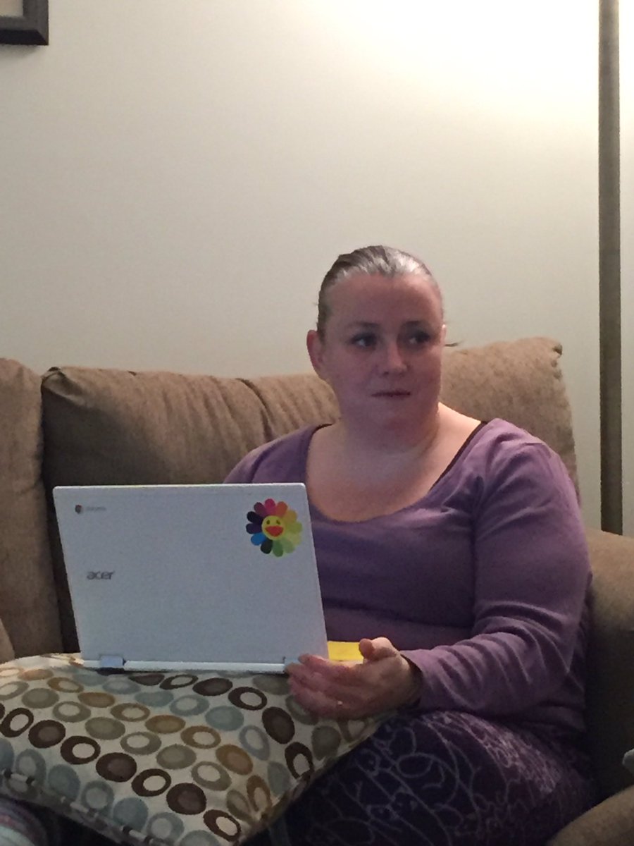 belinda_loder's tweet photo. #essentialconversations getting comfy! Cozied up with our friends. Even the dog is interested. So exciting to hear Regie.  @NLESDLit @Mme_Manor_305 @regieroutman https://t.co/7hk0vq5hV7