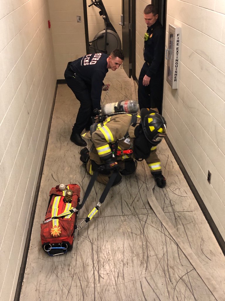 TruroFire's tweet photo. Members of Truro Township's 3 unit spent a few hours practicing skills to save a down firefighter. https://t.co/X0aJCRlEvc