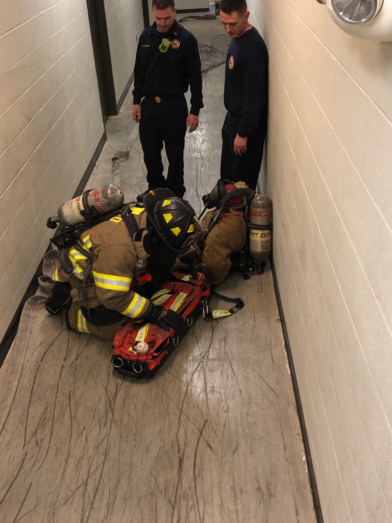 TruroFire's tweet photo. Members of Truro Township's 3 unit spent a few hours practicing skills to save a down firefighter. https://t.co/X0aJCRlEvc