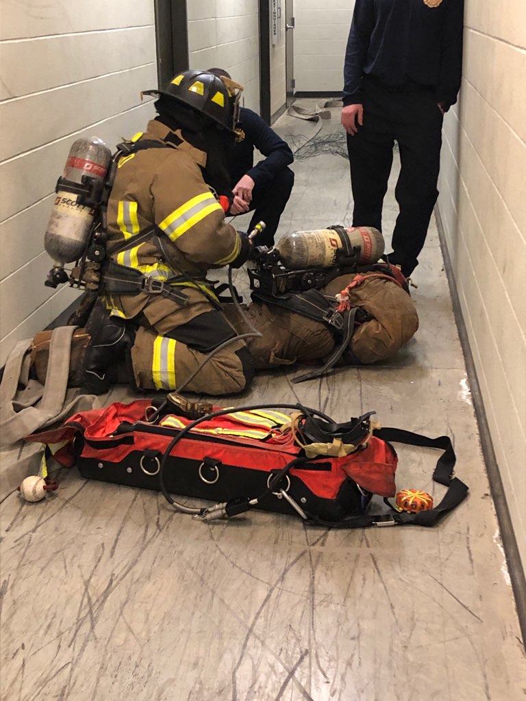 TruroFire's tweet photo. Members of Truro Township's 3 unit spent a few hours practicing skills to save a down firefighter. https://t.co/X0aJCRlEvc