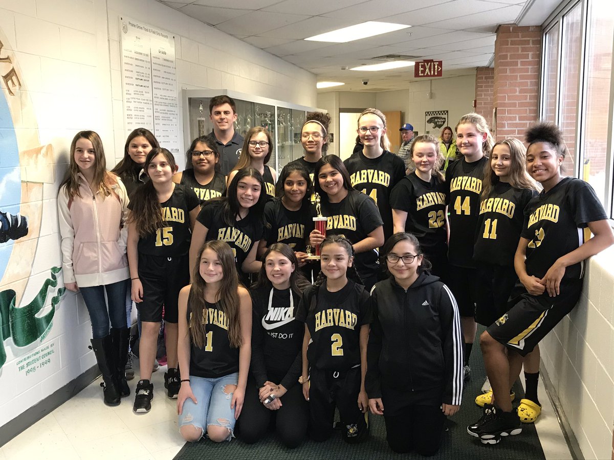 HarvardJrHigh's tweet photo. Congratulations to the 7th grade Girls’ Basketball team on an unforgettable season! The ladies finished 2nd in the MNC Conference after a hard fought battle against a tough GK squad! We will build on this success moving forward! #HornetTough #LetTheMagicContinue https://t.co/qMArkG1Qpy