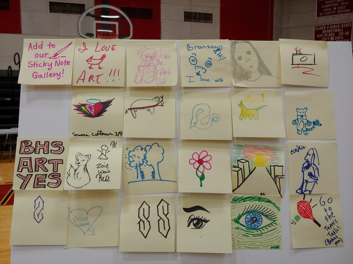 RingArtatBHS's tweet photo. Dr. @SBeery Johnson was the first to add his Cardinal Art to our Sticky Note Gallery at #futurecardinalnight! #gocards #SJSDProud https://t.co/b63CCnv4cM
