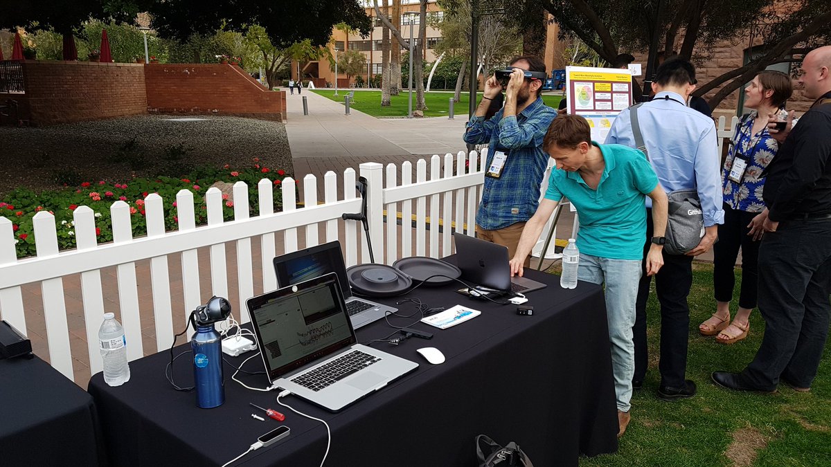 dimstudi0's tweet photo. Me and @SuperHeroBooth are presenting our Demo the Multimodal Tutor Kit at #LAK19 demonstrating how to collect and annotate #multimodal data. Vote for us! https://t.co/N1vjD2AbW7