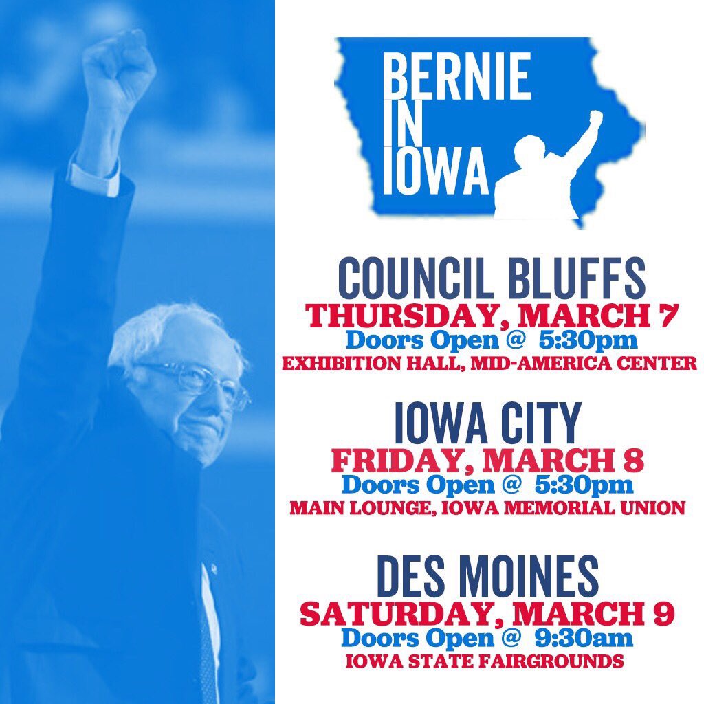 LongerTables's tweet photo. Bernie Sanders is the candidate that Progressives Can Trust

See #BernieInIowa TODAY, Friday &amp; Saturday.

#BERNIE2020
#p2 #1u #PDA #OurRevolution
#IApolitics #IAcaucus #IAVotes2020 #IApol #IA2020 #Hicklooper2020 #Hick2020
#CedarRapids #IowaCity #DesMoines #Omaha #SiouxCity #Ames https://t.co/GfzkvUVN6F