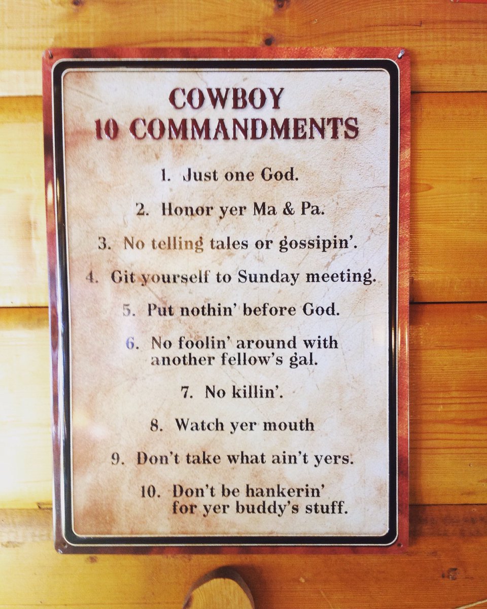 EldoraLodge's tweet photo. We think the cowboys have it right. ๐๐โจ #simplerulesoflife #cowboycommandments #eldoralodgedecor #cowboywayoflife https://t.co/fp1oQFwmmy