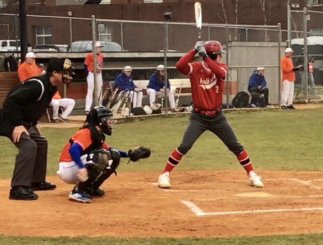 IMPACTBASEBALL_'s tweet photo. NW Guilford 2019 OF/RHP Ethan Blanchard (Navy Signee) at the dish for the Vikings. Blanchard would play CF on the night.. #impact⚾️ https://t.co/SAxpKpE5Os