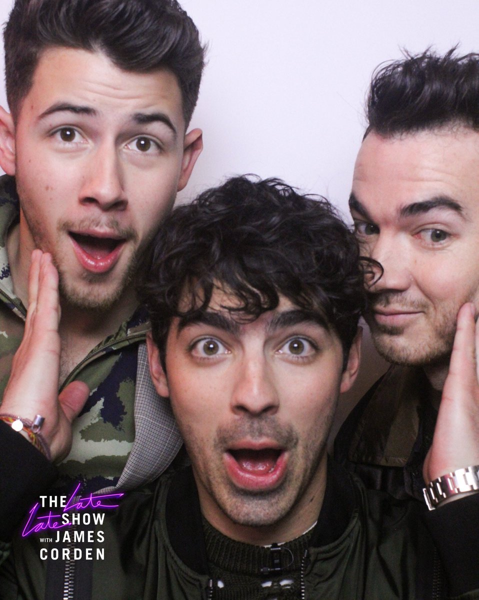 joejonas's tweet photo. Last night of #LateLateJonas tonight!! You won’t wanna miss it 🔥 Gonna miss you boo @JKCorden. #Sucker https://t.co/tr2syNvgz9