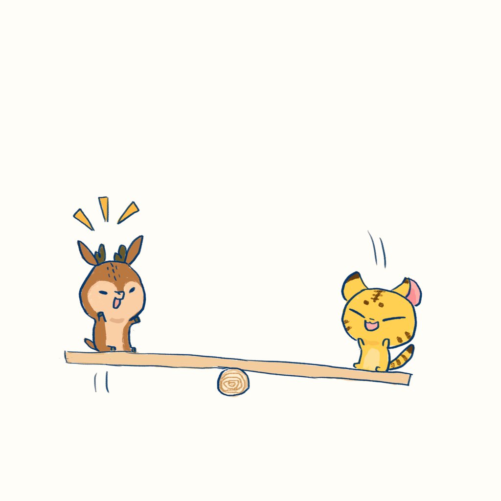 啊 動物 蹺蹺板 シーソー Seesaw Play Seesaw Stock Rock Cute nimals Animal Drawing Cg Computergraphic Illustration Manga Character Gallary イラスト スケッチ イラストレーター シーソー 遊ぶ 石 動けない いたずら