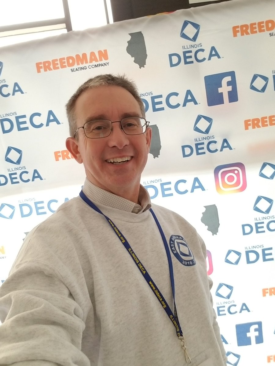 EAHSDECA's tweet photo. Mr. Lyons found the @IllinoisDECA backdrop outside the Grand Ballroom #ILCDC https://t.co/pi2tyGCQlh