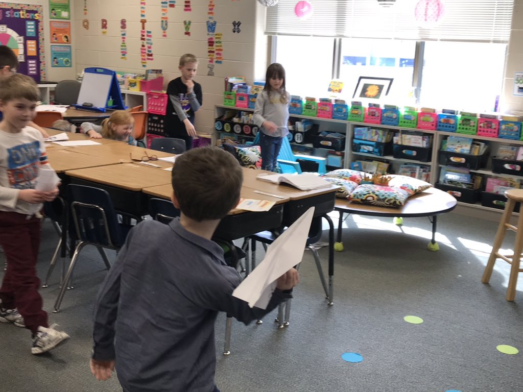LButtry1's tweet image. 1st graders used prepositional phrases to describe where their paper airplanes landed! #connectses #bulletpride