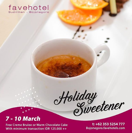 faveBojonegoro's tweet photo. Which one do you like? 
Creme Brulee or Warm Chocolate Cake?

GET IT FREE!
with a minimum transaction of Rp 125.000++ for Food &amp; Beverage

Promo validity : 7 - 10 Mar 2019
Info/ RSVP : 
t : +62353 5254 777

#fbarmy #favehotelbojonegoro #archipelagointernational #kulinerbojonegoro https://t.co/CBMKuYIqbY