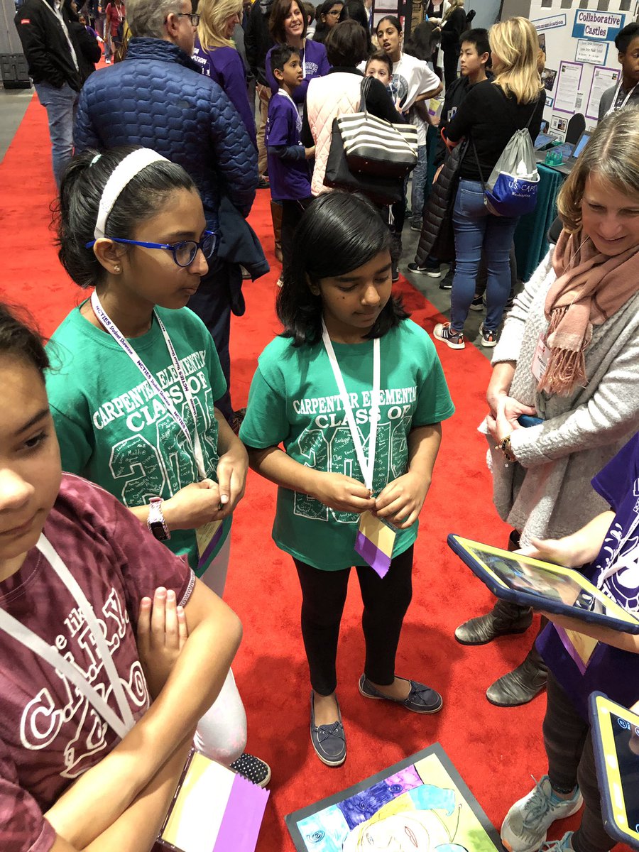 cestechlab's tweet photo. We had a great time looking at other projects done by North Carolina students, and even ran into a former chameleon! #girlsintech @CarpElem https://t.co/0zcT9drKok