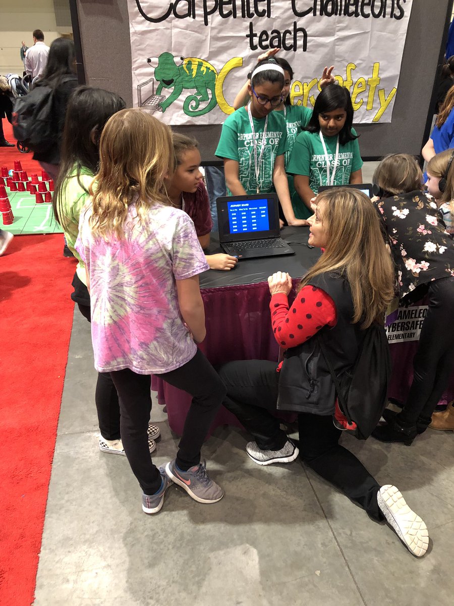 cestechlab's tweet photo. Our chameleons did an incredible job teaching others about internet safety! We even had Ms. Ratley stop by!! #girlsintech @CarpElem https://t.co/5QBdNCoaUw