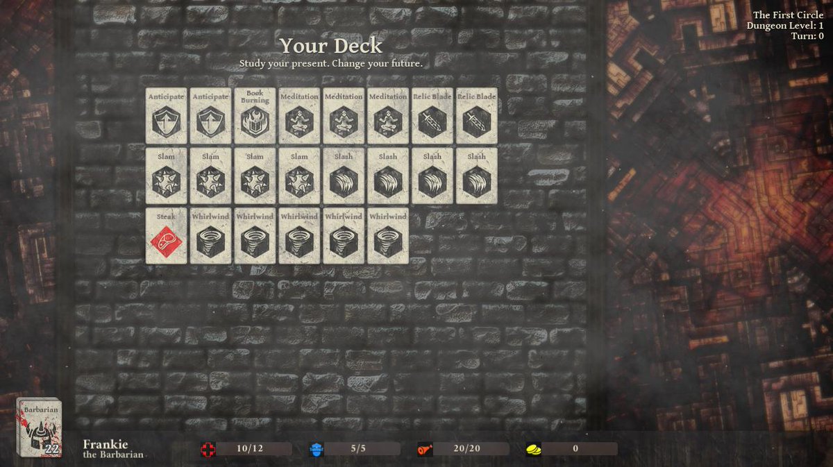 Getting the deck screen done. Starting to work on gameplay balance now. #7DRL #gamedev #indiedev