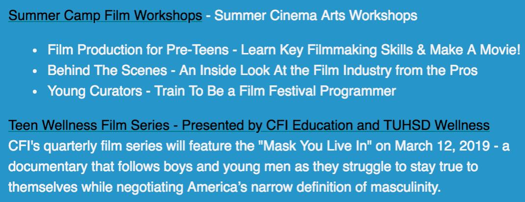 We love our partner CFI Education and wanted to let you know what amazing things they have coming up in the next few months! <a href="/CafilmEdu/">CFI Education</a> 
For more info and to purchase tickets: ow.ly/KBbq30nXXdj 
#changeforgood