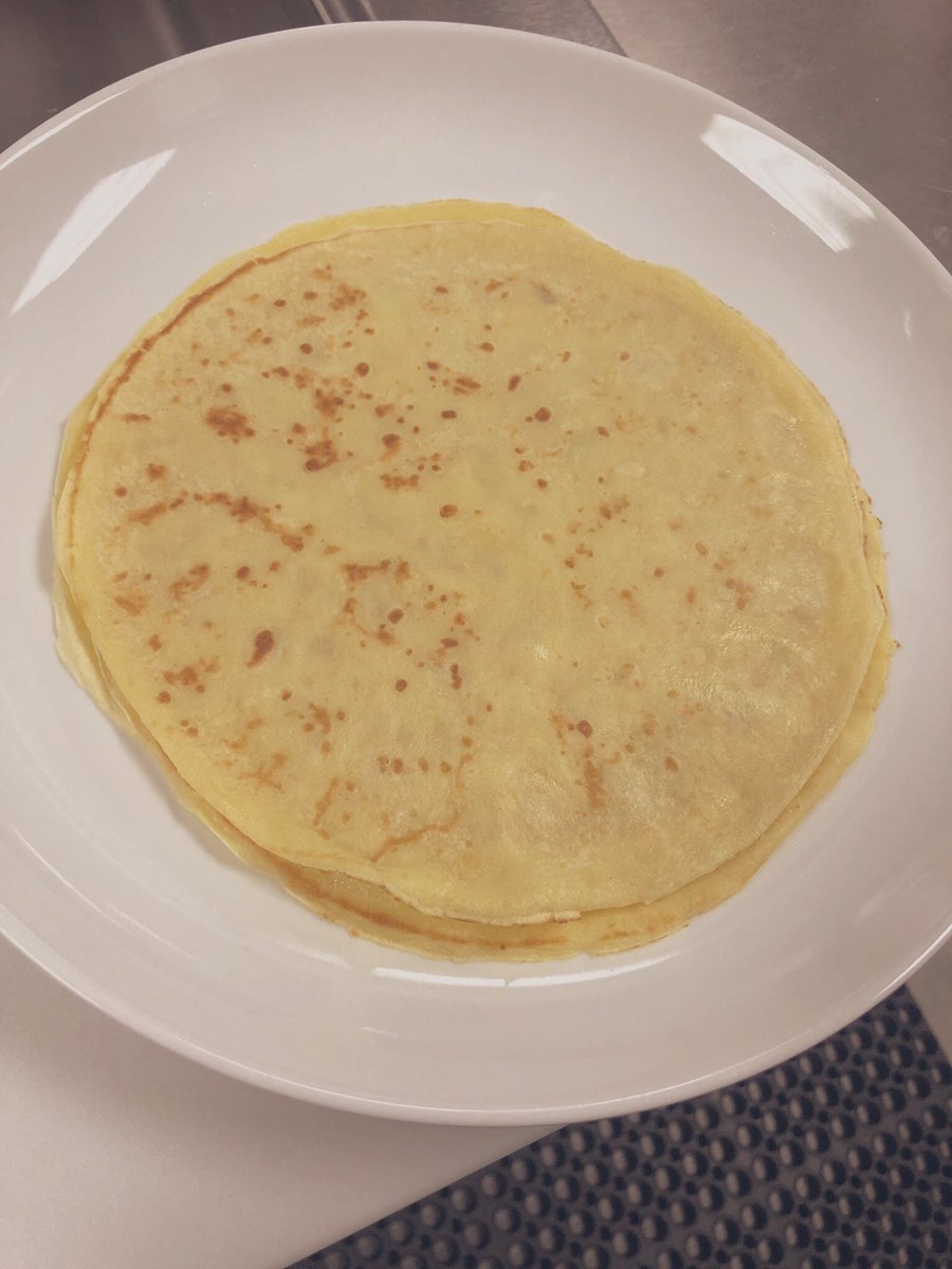 _O_Rodriguez's tweet photo. Crepe:  The French word for “pancake”. These paper thin creations were delicious and it was super fun using our new crepe pans. @ProStart #MadeInProStart #AllInForGlenn https://t.co/8cKGgugmrG