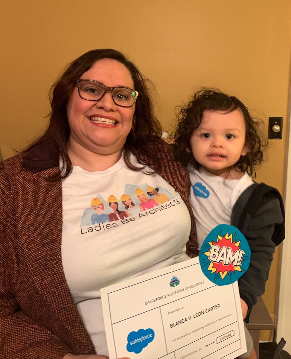 blancavleon's tweet image. #babyblazer &amp;amp; I are humbled to announce after 12.5 months of studying with @RADWomenCode, @ArchLadies #LBAjourneytoPD1 &amp;amp; #LBAapex16, we FINALLY passed #Salesforce Platform Developer 1!!! #SalesforceCertified #WIT