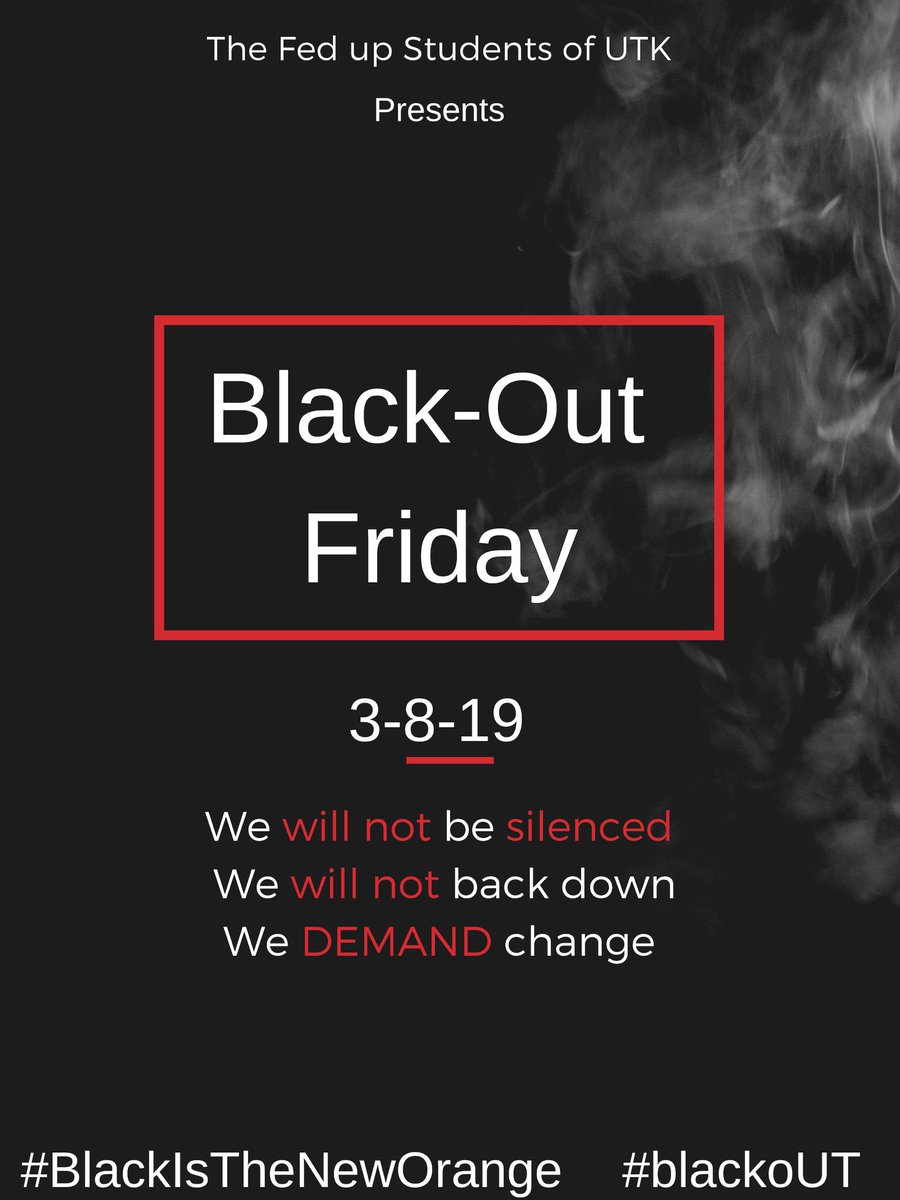 __UncleRob's tweet image. Attention Attention All Fed Up Students of UTK, instead of BOF we’re going to Black it Out! Take pictures and tweet/post using the hashtags #BlackIstheNewOrange and #blackoUT. They won’t shut us up that easy 

✊🏾✊🏾