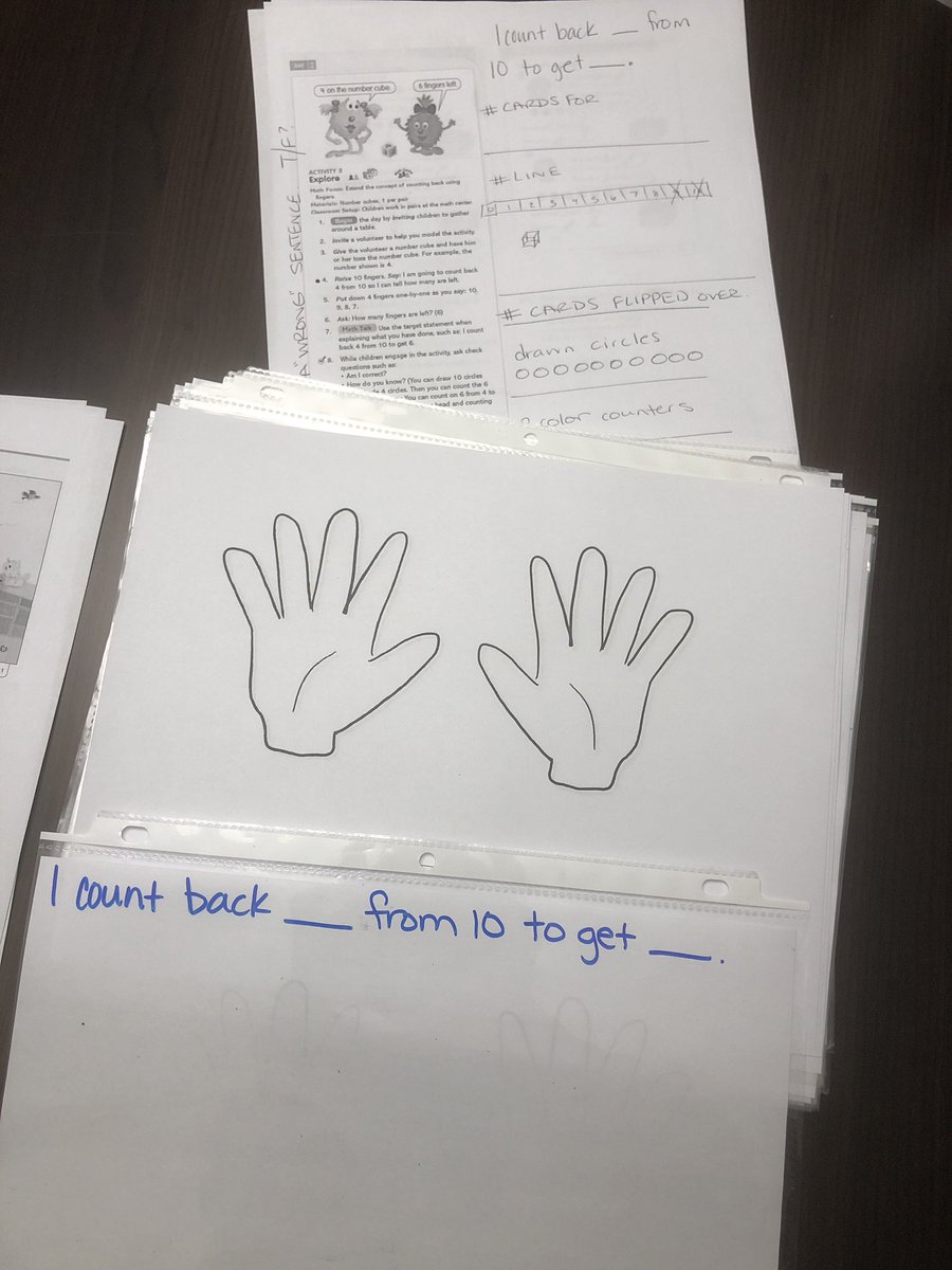 MsBrittRobinson's tweet image. Sentence frames for kinder math! Counting back using fingers!!! #mathinfocus @MIF4Educators #learnersgonnalearn