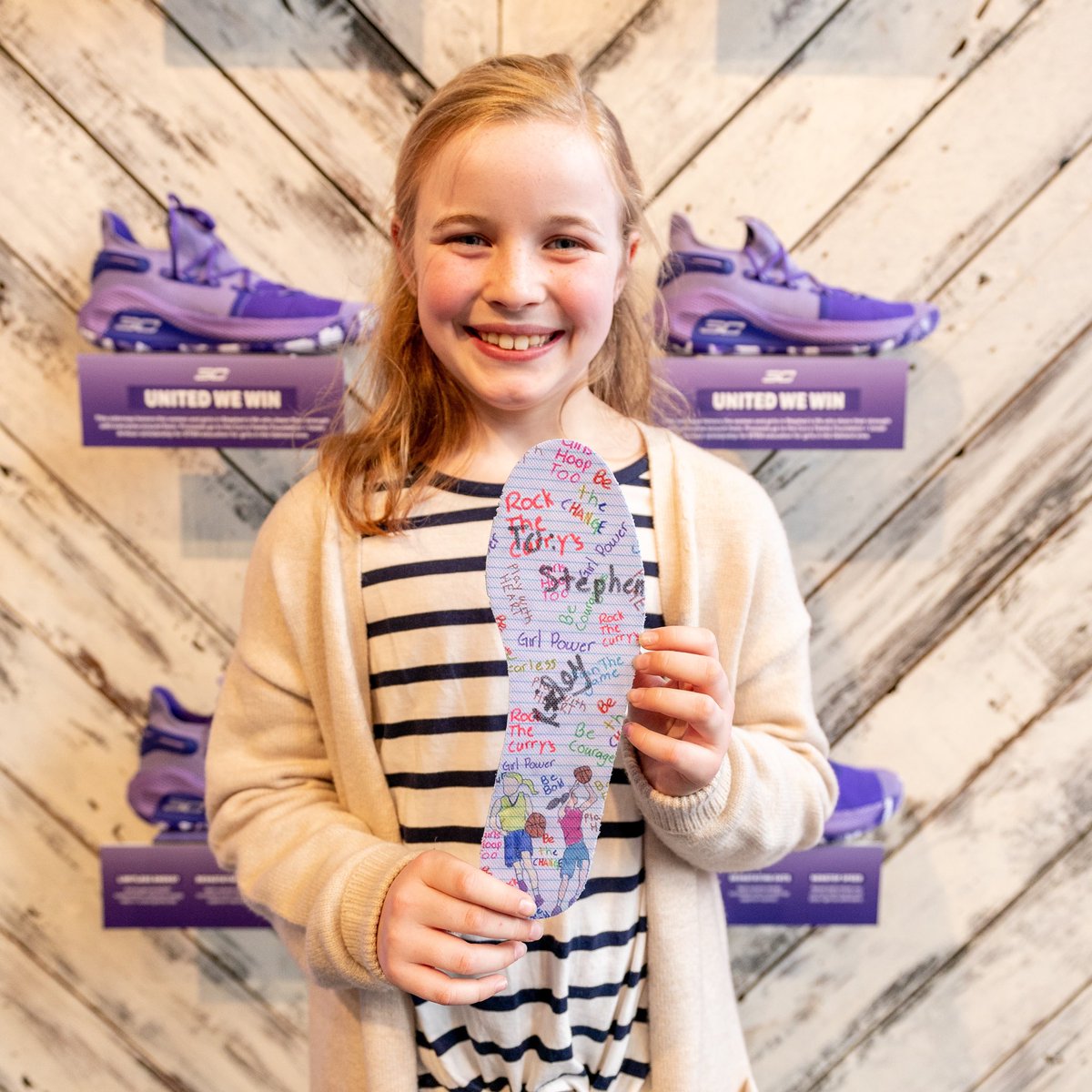 Inspired by 9-year old Riley Morrison's letter to @stephencurry30 asking why his sneakers were not listed in the girls' section online, Under Armour is releasing the ICON Curry 6 "United We Win," featuring design elements from Riley herself, on International Women's Day.