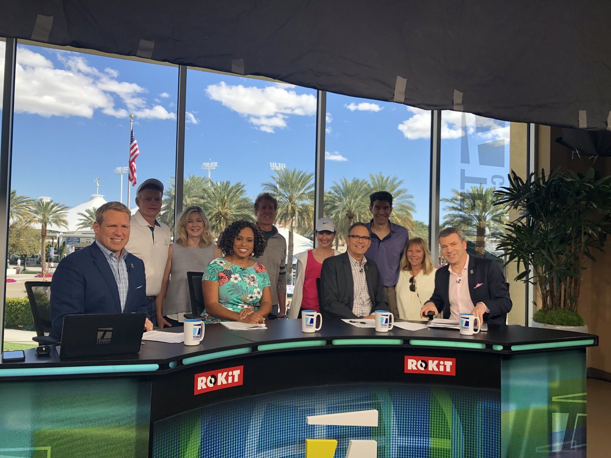 TennisChannel's tweet photo. .@WSJ members visit Tennis Channel’s broadcast desk at Indian Wells.
Thank you for the visit! #wsjplus #BNPPO19 https://t.co/gzQ5XeKvnT