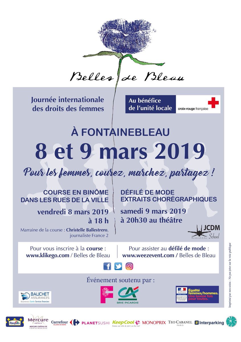 genemachery's tweet photo. 📣 N’oubliez pas qu’en ce #8mars2019 Fontainebleau se mobilise pour les femmes en situation précaire suivies par l’unité locale de la @CroixRouge. Ce soir on courre pour elles 🏃🏼‍♀️🏃🏽‍♀️🏃🏽‍♂️. Départ 18h30 place de la République. #Fontainebleau #EgaliteFH #solidarite #mixite #running https://t.co/ka95RBFMBB