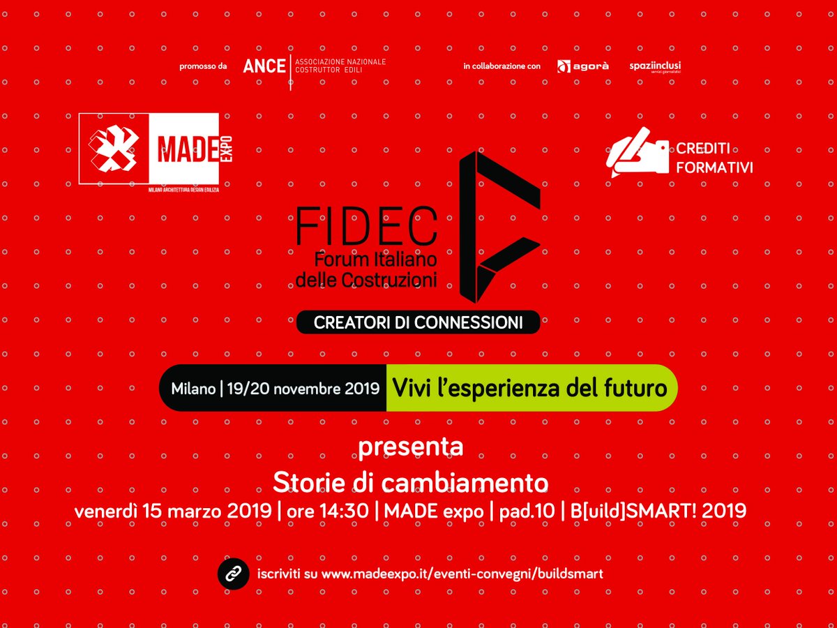 Mancano pochi giorni all'inizio del <a href="/MADEexpo/">MADE expo</a> 2019!
Noi di #Fidec vi aspettiamo venerdì 15 marzo per aggiornarvi su come la filiera stia cambiando e sui nostri progetti per il 2019.
Ore 14.30, Pad 4 F15 - H20 BSMART! Involucro. Non mancate!
buff.ly/2Un09OX

#MADEexpo2019