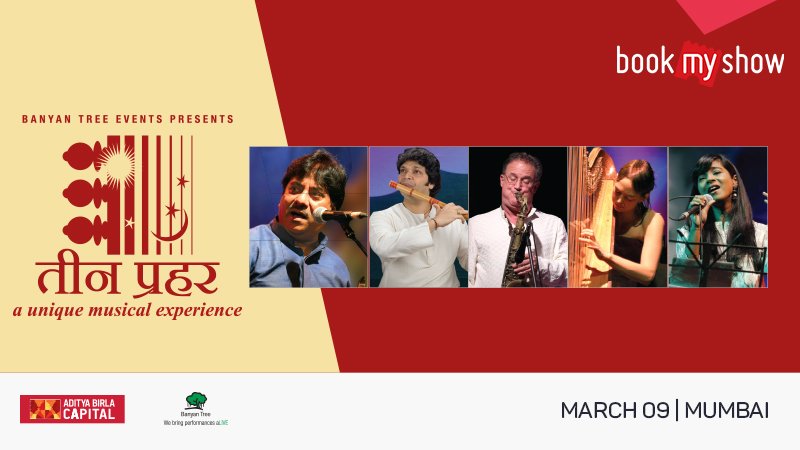 bookmyshow's tweet photo. Be a part of #TeenPrahar, an extended evening concert that promises to give you a treat of ragas that are not heard in the regular night concerts.
Book now: https://t.co/5oJwD6oofL
#BMSEvents | #Mumbai https://t.co/eIydBi82wD