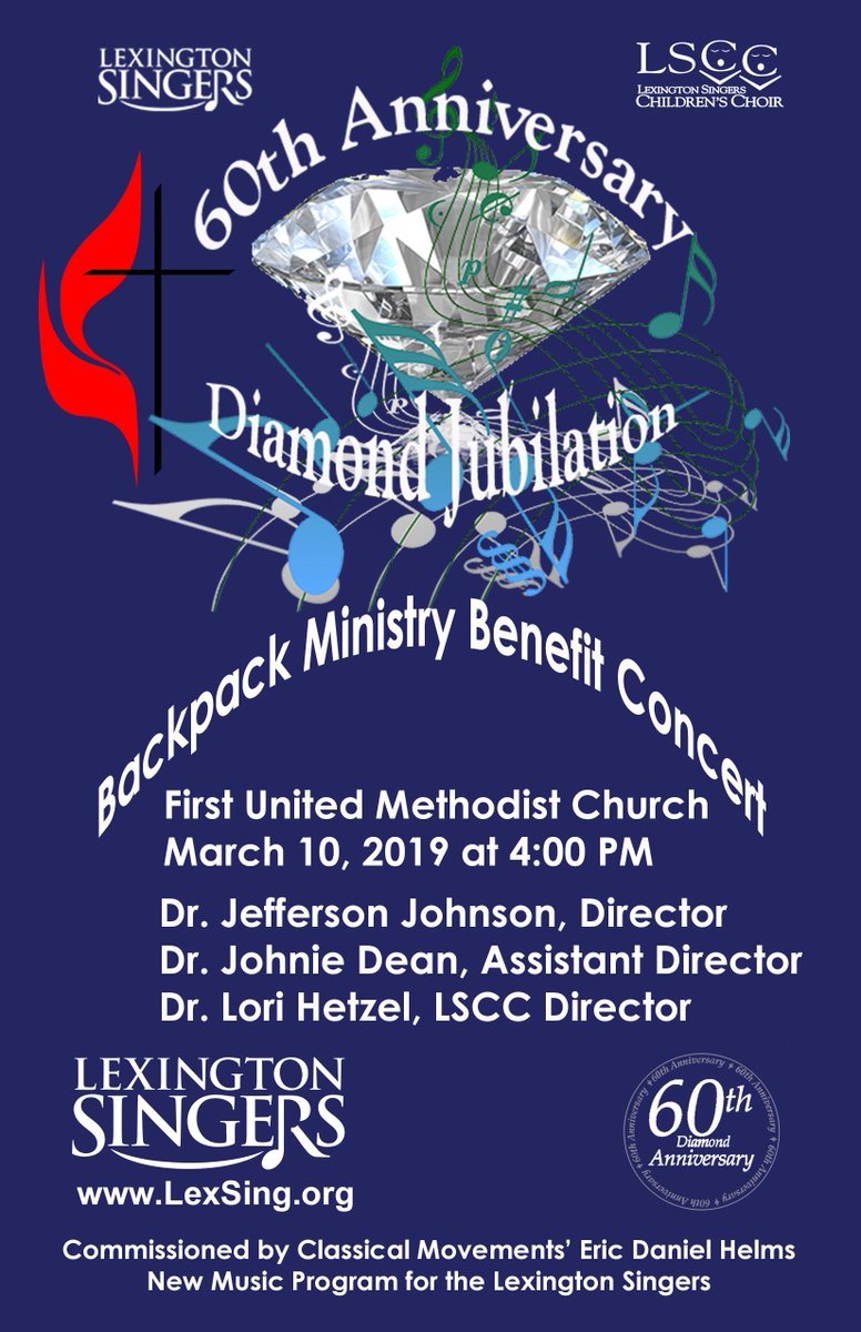 LexSingers's tweet photo. Join The Lexington Singers on Sunday, March 10, 2019, 4 pm for a free concert benefitting the FUMC Backpack Ministry. Donations Accepted!  Visit us at https://t.co/httFpMmCDF for more information and a list of items for donating. See you ALL @1stdowntown https://t.co/UDm2fGQvMt