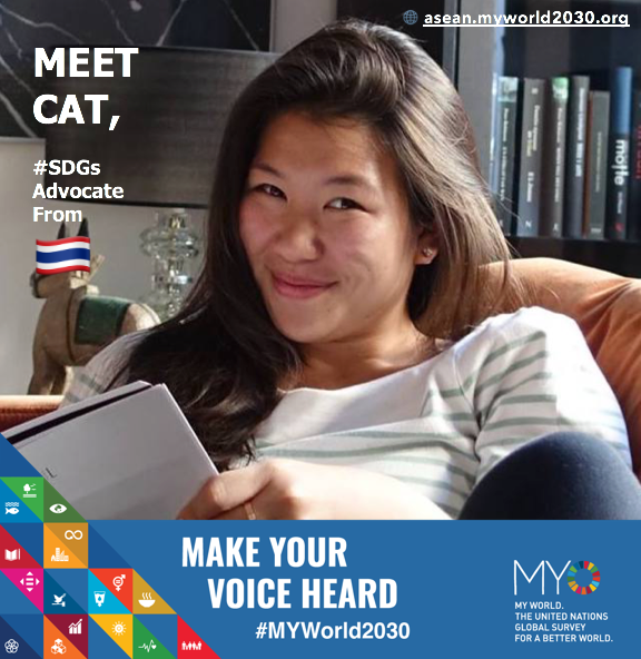 nadineravaud's tweet photo. Meet Cat, she is one of the #MYWorld2030 #SDGs Advocates working at the grassroots level in Thailand 🇹🇭 #IWD2019 #WomensDay #Act4SDGs #SDG12 #SDG13 💪 Vote here ---> https://t.co/525gCawG1l https://t.co/ulBfLIdjep