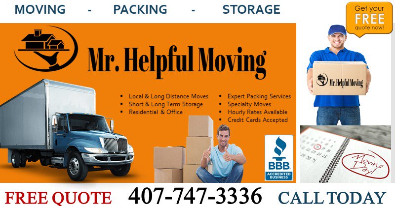 HelpfulMoving's tweet image. Mr. Helpful Moving - Orlando&apos;s Moving &amp;amp; Storage Experts
FREE QUOTE 407-747-3336 - Licensed &amp;amp; Insured Professionals
MrHelpfulMoving.com - No Job Is Too Big Or Too Small