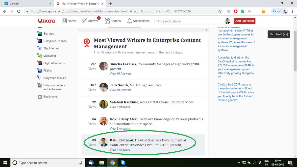 rahulpethani's tweet photo. Hey! Glad to see my name in the Top 10 Writers on @Quora in Enterprise Content Management segment!
#alfresco #ECM #alfrescodev https://t.co/CfOnjv179Y