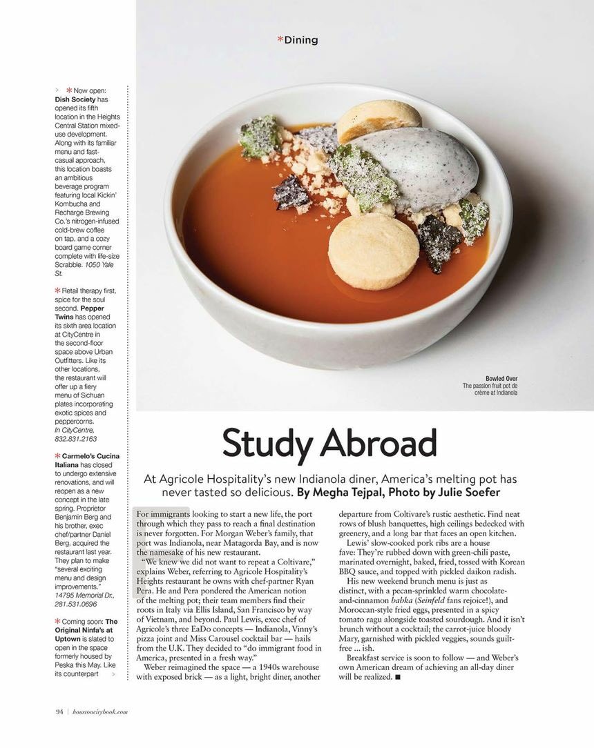 Thanks to Houston City Book’s @HotPinkHouston for chatting with us and featuring Indianola in the latest issue! #AgricoleHospitality #IndianolaHTX