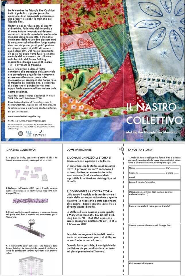 trianglefire's tweet image. Help stitch a 320-foot long ribbon that will become part of the Triangle fire memorial. Bring a piece of fabric and a personal story to @FIT on March 16-17 and become part of history. #TriangleFire #CollectiveRibbon