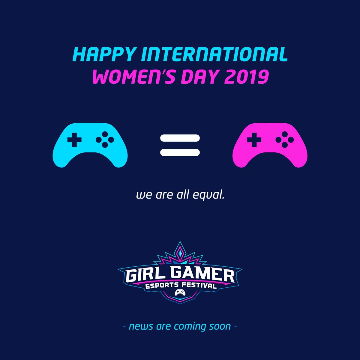 girlgamer's tweet photo. Wishing every gamer a Happy Women's Day! We are all equal. 🎮 #InternationalWomansDay https://t.co/6NnMifhpei