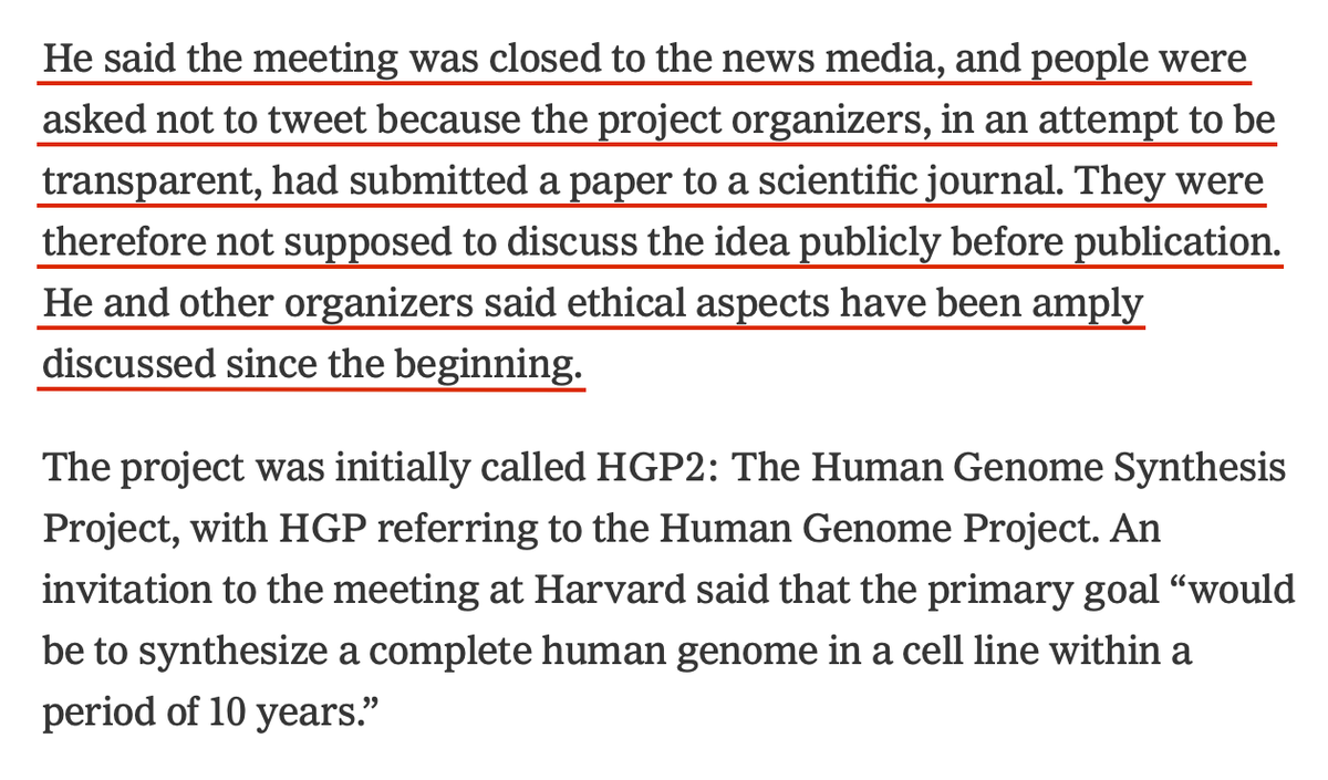 Scientists Are Debating The Ethics Of New Technology That Might Allow Genetic Changes To Be Made In Embryos.The Project Was Initially Called HGP2 - The Human Genome Synthesis Project, With HGP Referring To The Human Genome Project. https://www.nytimes.com/2016/05/14/science/synthetic-human-genome.html