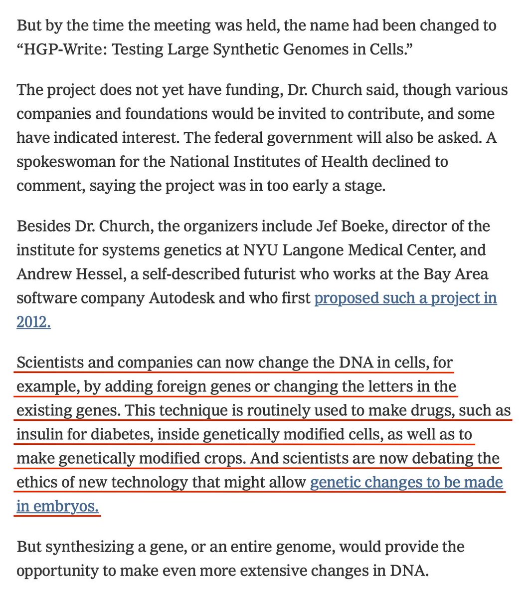 Scientists Are Debating The Ethics Of New Technology That Might Allow Genetic Changes To Be Made In Embryos.The Project Was Initially Called HGP2 - The Human Genome Synthesis Project, With HGP Referring To The Human Genome Project. https://www.nytimes.com/2016/05/14/science/synthetic-human-genome.html