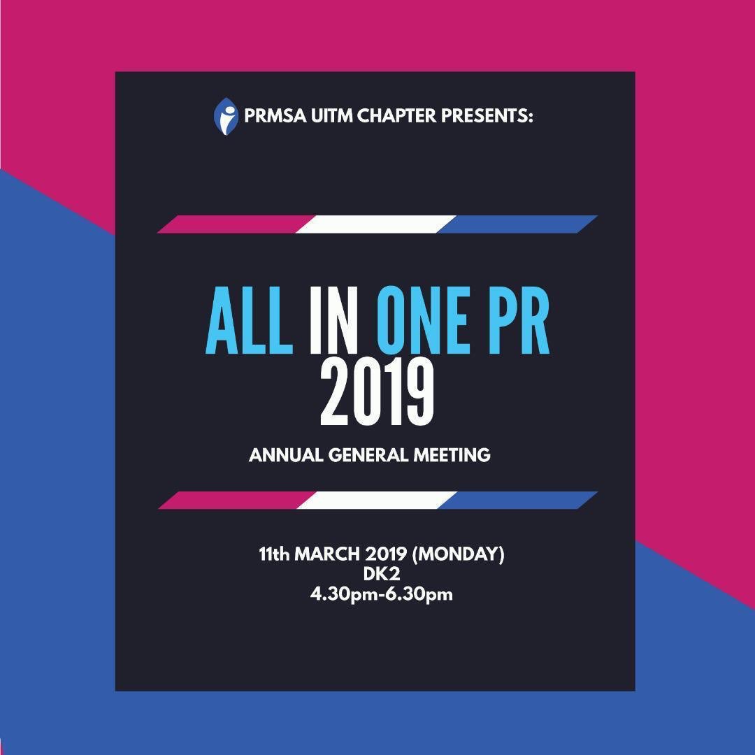 IPRMSA's tweet photo. Attention all PR Students! 📢
We will be having our AGM on the 11th of March, this coming Monday. Details are as in the poster. Attendance is compulsory so make sure you clear your schedule for this!
See you all there! 😬✌🏼
#iprmsauitmchapter #iprmsa https://t.co/qWIcxgMRHL