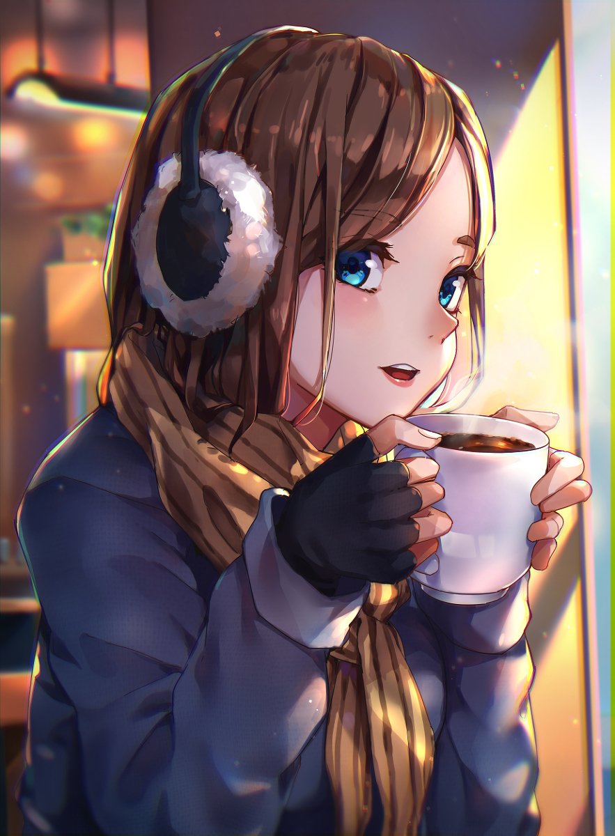 Coffee 女の子 冬服 冬 マフラー コーヒー T Mr Lime のイラスト