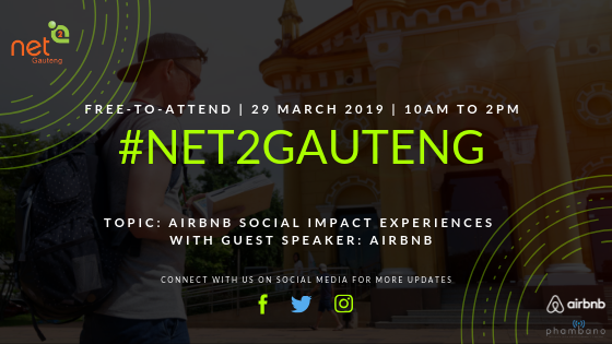 PhambanoTech's tweet photo. Social Impact Experiences are a positive way for Airbnb guests to explore new communities through explorations, workshops, or other activities sponsored by local NPOs. Join us on 29 March 2019 for a free-to-attend #NET2Gauteng Workshop: https://t.co/VtW6wldIyz #PhambanoTech https://t.co/12w5V9EwQb